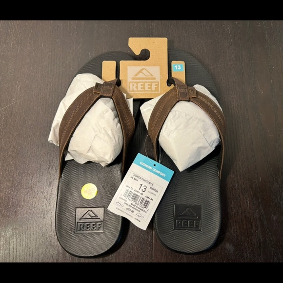 REEF Cushion Phantom LE Flip Flop Sandals Black/Brown Mens 13 - Picture 2 of 13